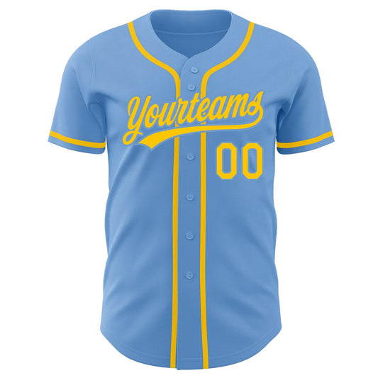 Custom Light Blue Gold Authentic Baseball Jersey - Sky-Custom