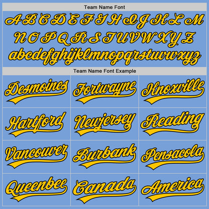 Custom Light Blue Black-Gold Authentic Baseball Jersey - Sky-Custom