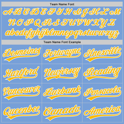 Custom Light Blue Gold-White Authentic Baseball Jersey - Sky-Custom