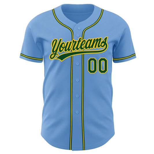 Custom Light Blue Green-Gold Authentic Baseball Jersey - Sky-Custom