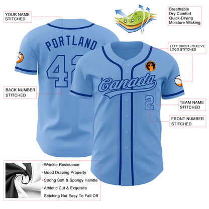 Custom Light Blue Light Blue-Royal Authentic Baseball Jersey - Sky-Custom