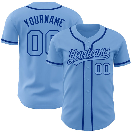 Custom Light Blue Light Blue-Royal Authentic Baseball Jersey - Sky-Custom