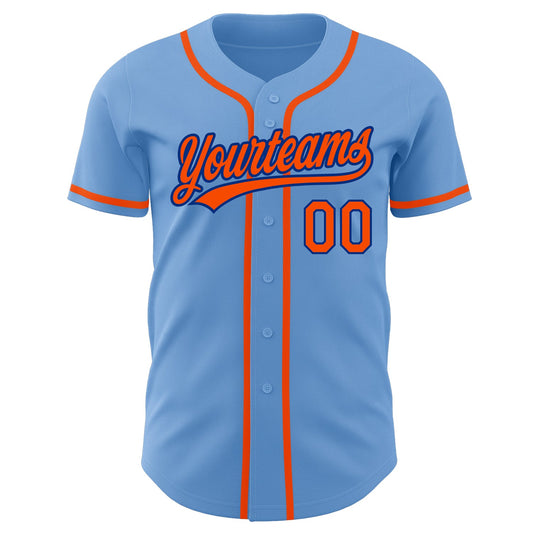 Custom Light Blue Orange-Royal Authentic Baseball Jersey - Sky-Custom