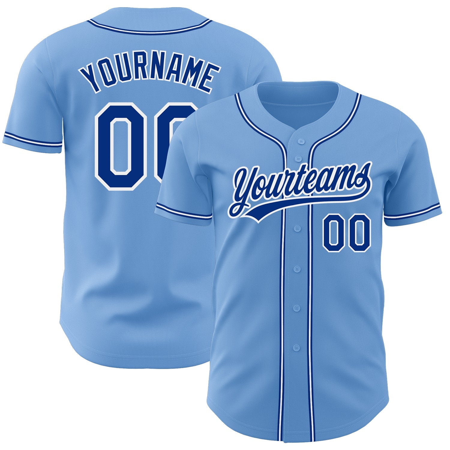 Custom Light Blue Royal-White Authentic Baseball Jersey - Sky-Custom