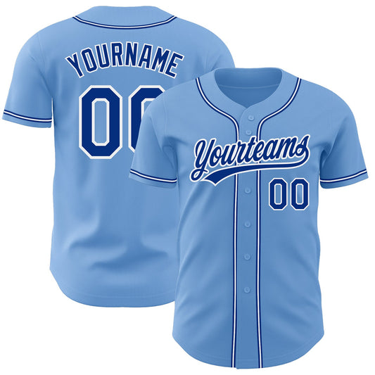 Custom Light Blue Royal-White Authentic Baseball Jersey - Sky-Custom