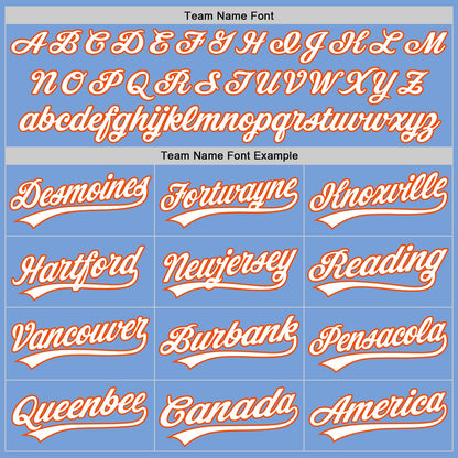 Custom Light Blue White-Orange Authentic Baseball Jersey - Sky-Custom
