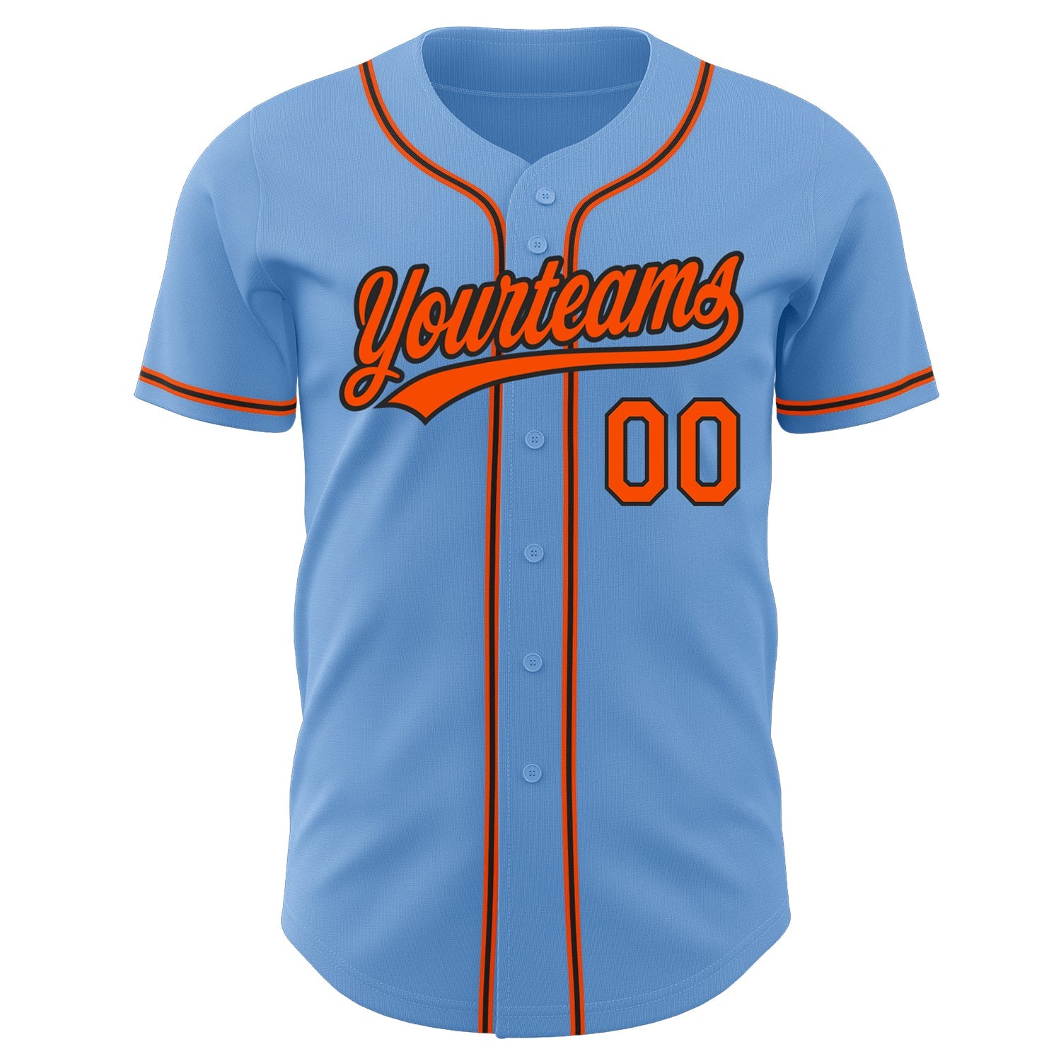 Custom Light Blue Orange-Black Authentic Baseball Jersey - Sky-Custom