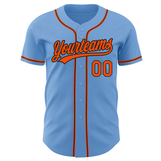 Custom Light Blue Orange-Black Authentic Baseball Jersey - Sky-Custom