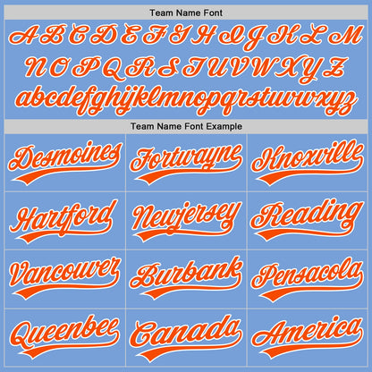 Custom Light Blue Orange-White Authentic Baseball Jersey - Sky-Custom