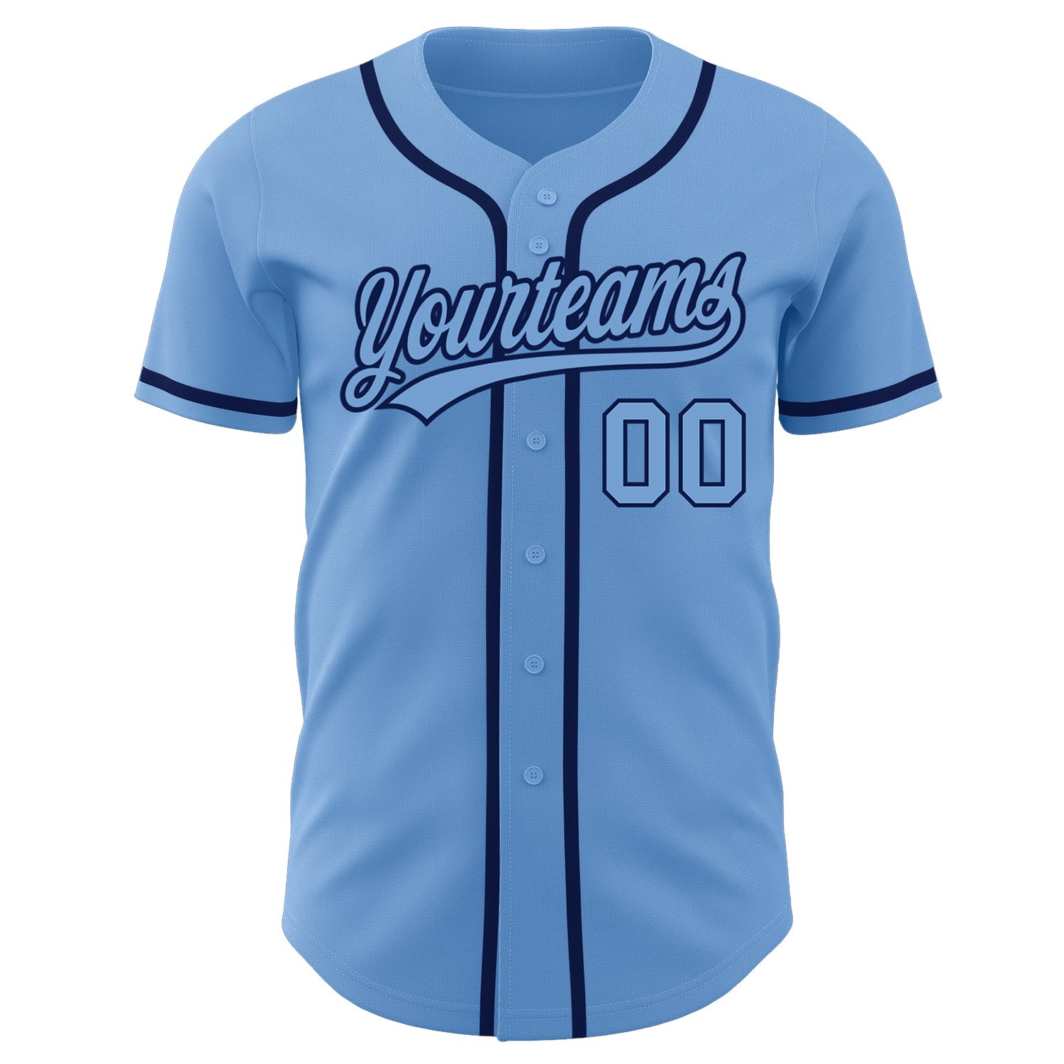 Custom Light Blue Light Blue-Navy Authentic Baseball Jersey - Sky-Custom
