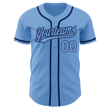 Custom Light Blue Light Blue-Navy Authentic Baseball Jersey - Sky-Custom