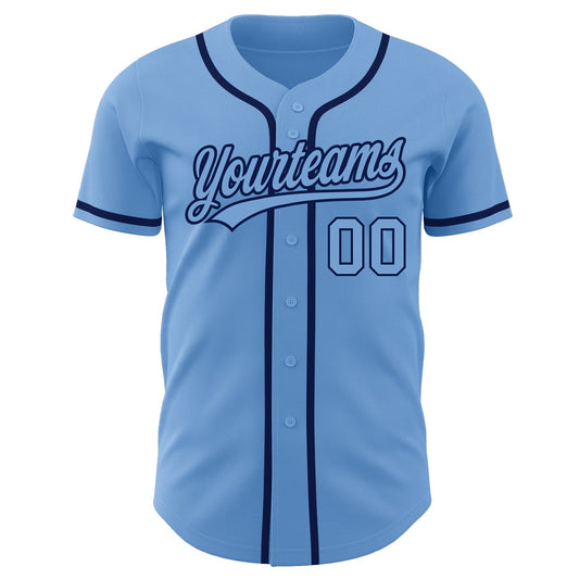Custom Light Blue Light Blue-Navy Authentic Baseball Jersey - Sky-Custom
