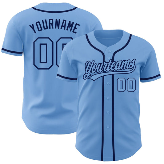 Custom Light Blue Light Blue-Navy Authentic Baseball Jersey - Sky-Custom