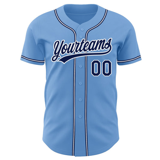 Custom Light Blue Navy-White Authentic Baseball Jersey - Sky-Custom