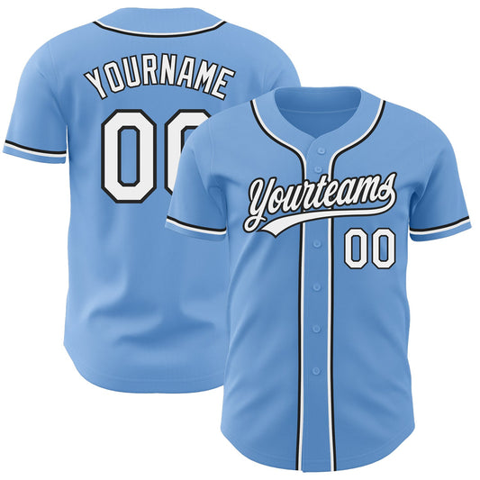 Custom Light Blue White-Black Authentic Baseball Jersey - Sky-Custom