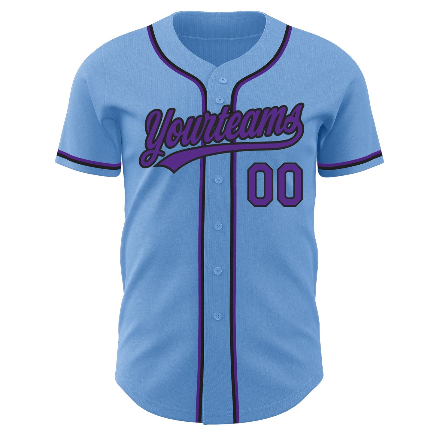 Custom Light Blue Purple-Black Authentic Baseball Jersey - Sky-Custom