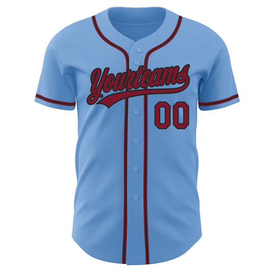 Custom Light Blue Crimson-Black Authentic Baseball Jersey - Sky-Custom