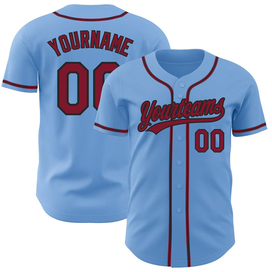 Custom Light Blue Crimson-Black Authentic Baseball Jersey - Sky-Custom