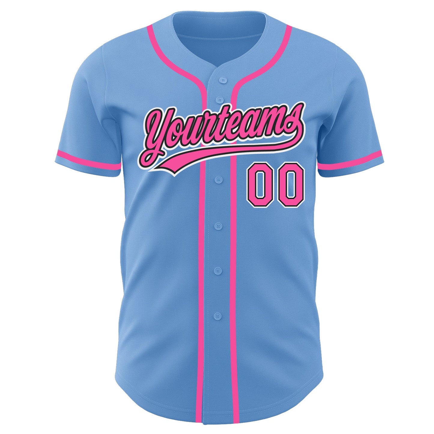 Custom Light Blue Pink-Black Authentic Baseball Jersey - Sky-Custom