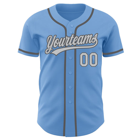 Custom Light Blue Gray-Steel Gray Authentic Baseball Jersey - Sky-Custom