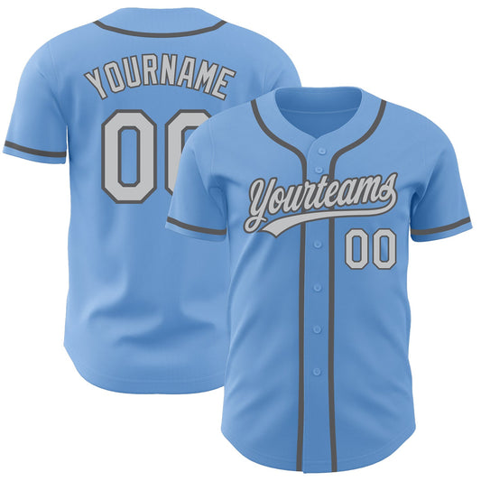 Custom Light Blue Gray-Steel Gray Authentic Baseball Jersey - Sky-Custom