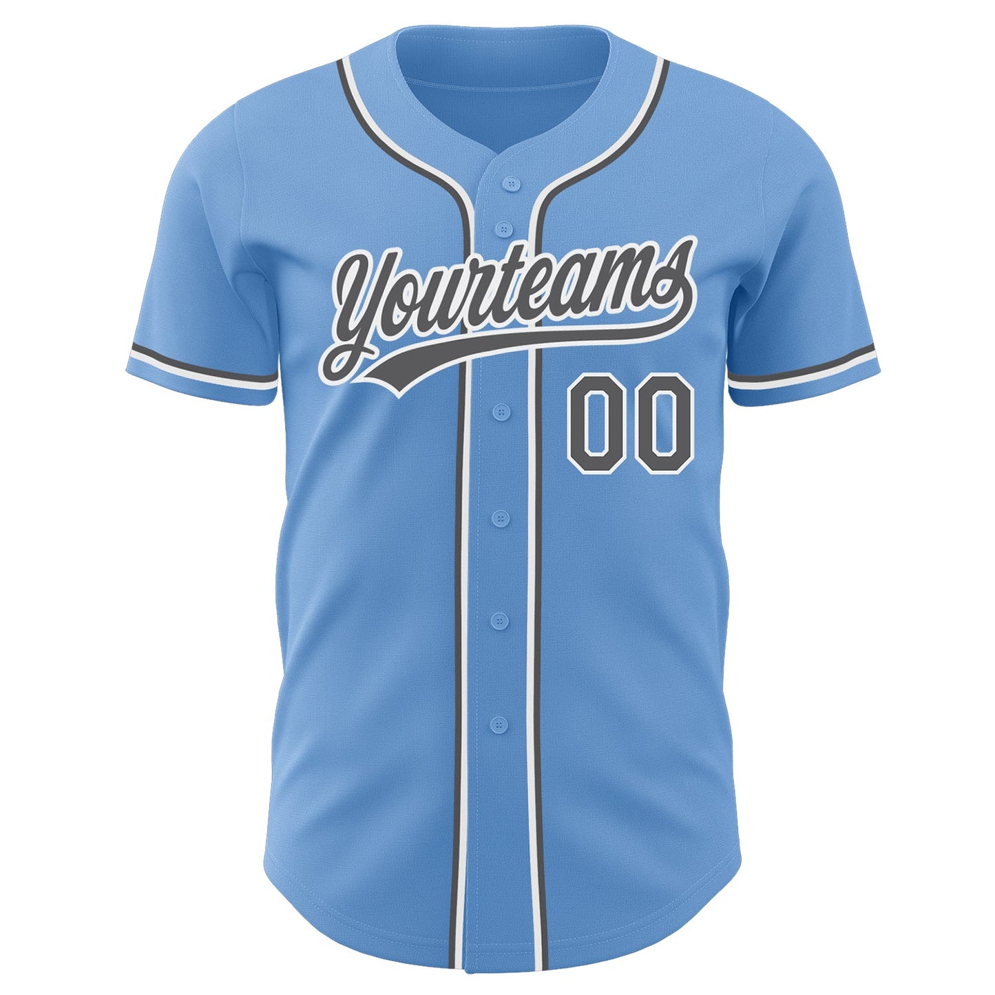 Custom Light Blue Steel Gray-White Authentic Baseball Jersey - Sky-Custom