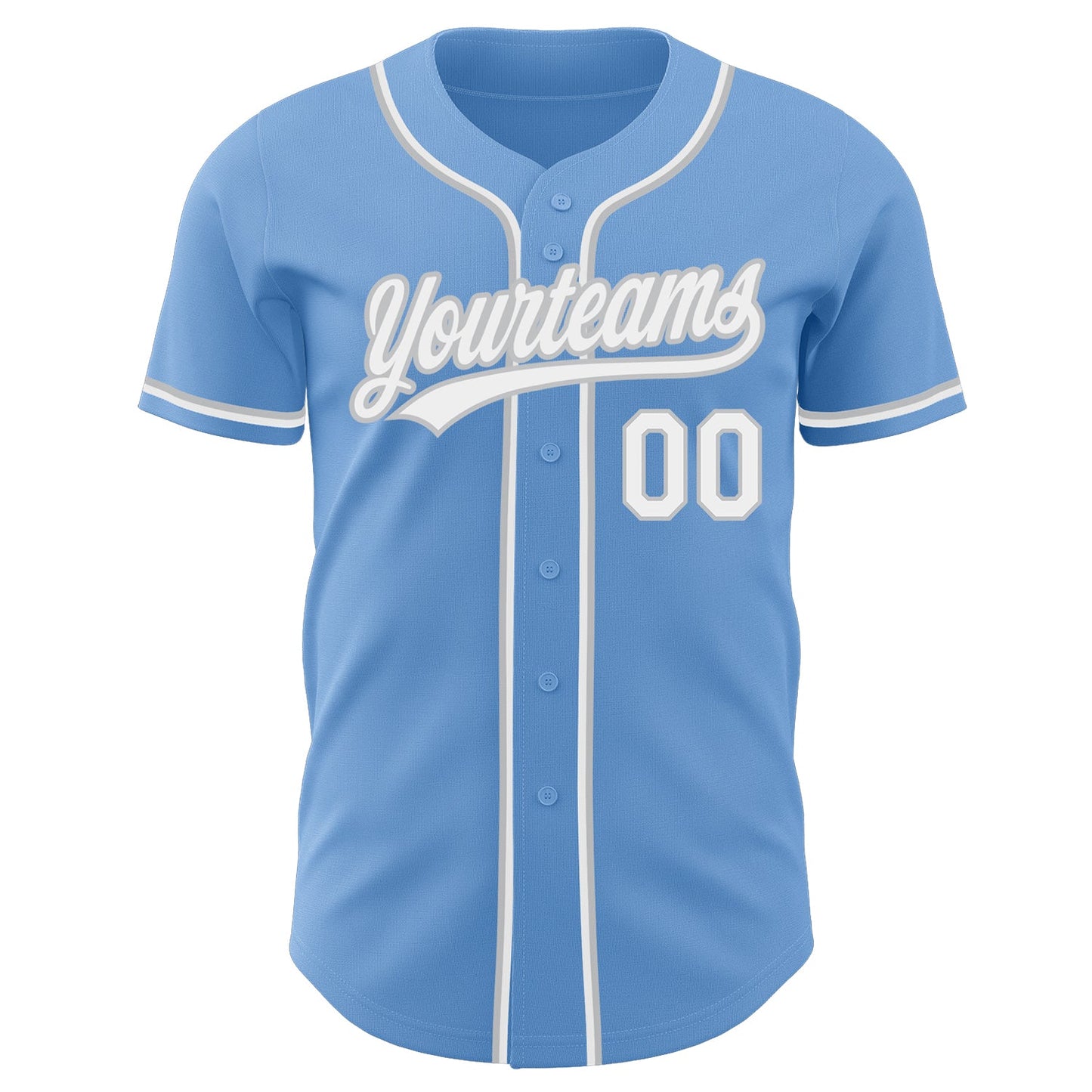 Custom Light Blue White-Gray Authentic Baseball Jersey - Sky-Custom