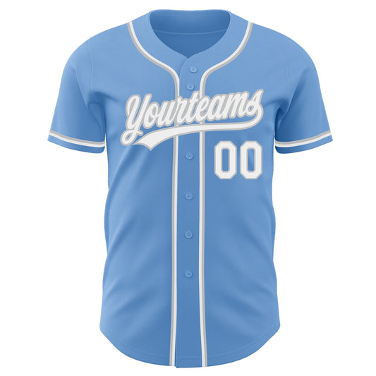 Custom Light Blue White-Gray Authentic Baseball Jersey - Sky-Custom