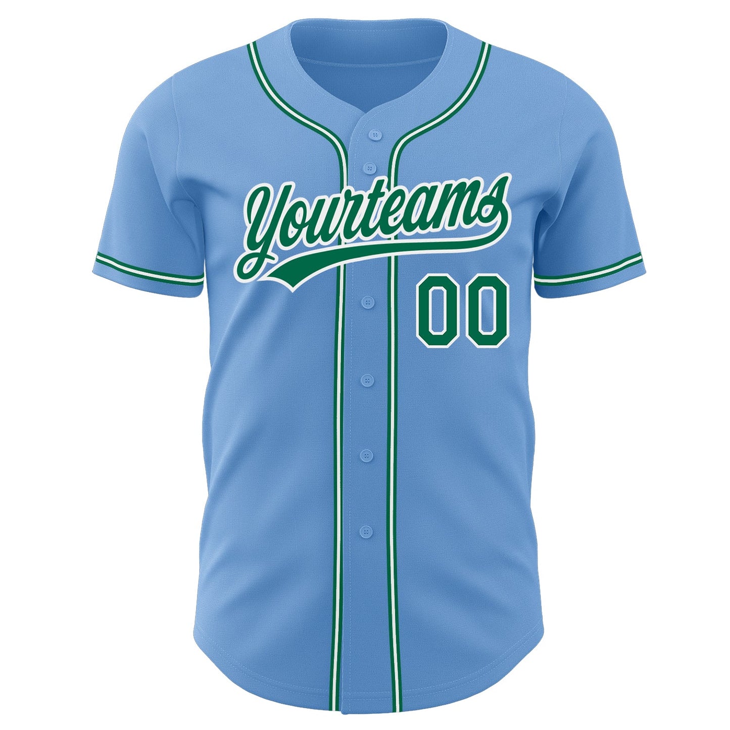Custom Light Blue Kelly Green-White Authentic Baseball Jersey - Sky-Custom