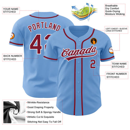 Custom Light Blue Crimson-White Authentic Baseball Jersey - Sky-Custom