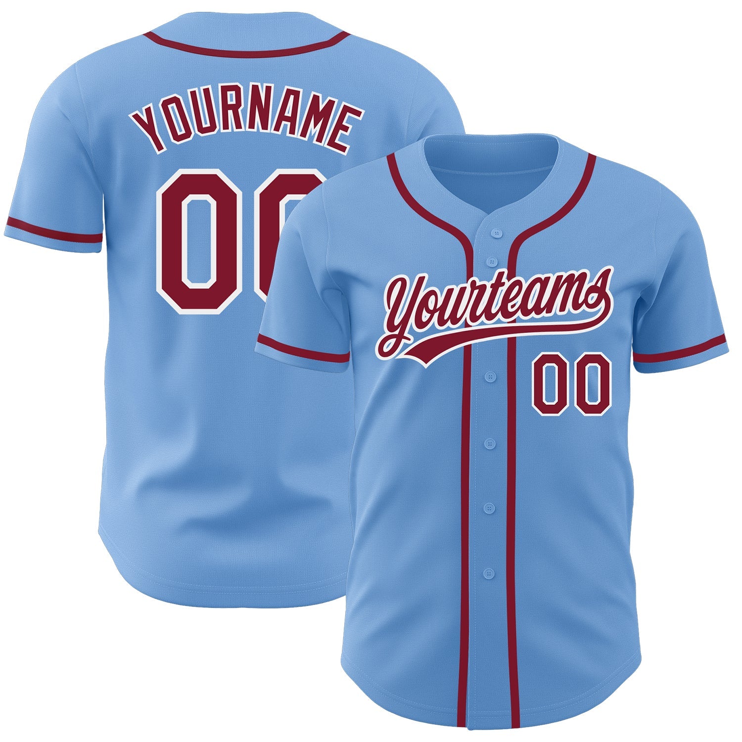 Custom Light Blue Crimson-White Authentic Baseball Jersey - Sky-Custom