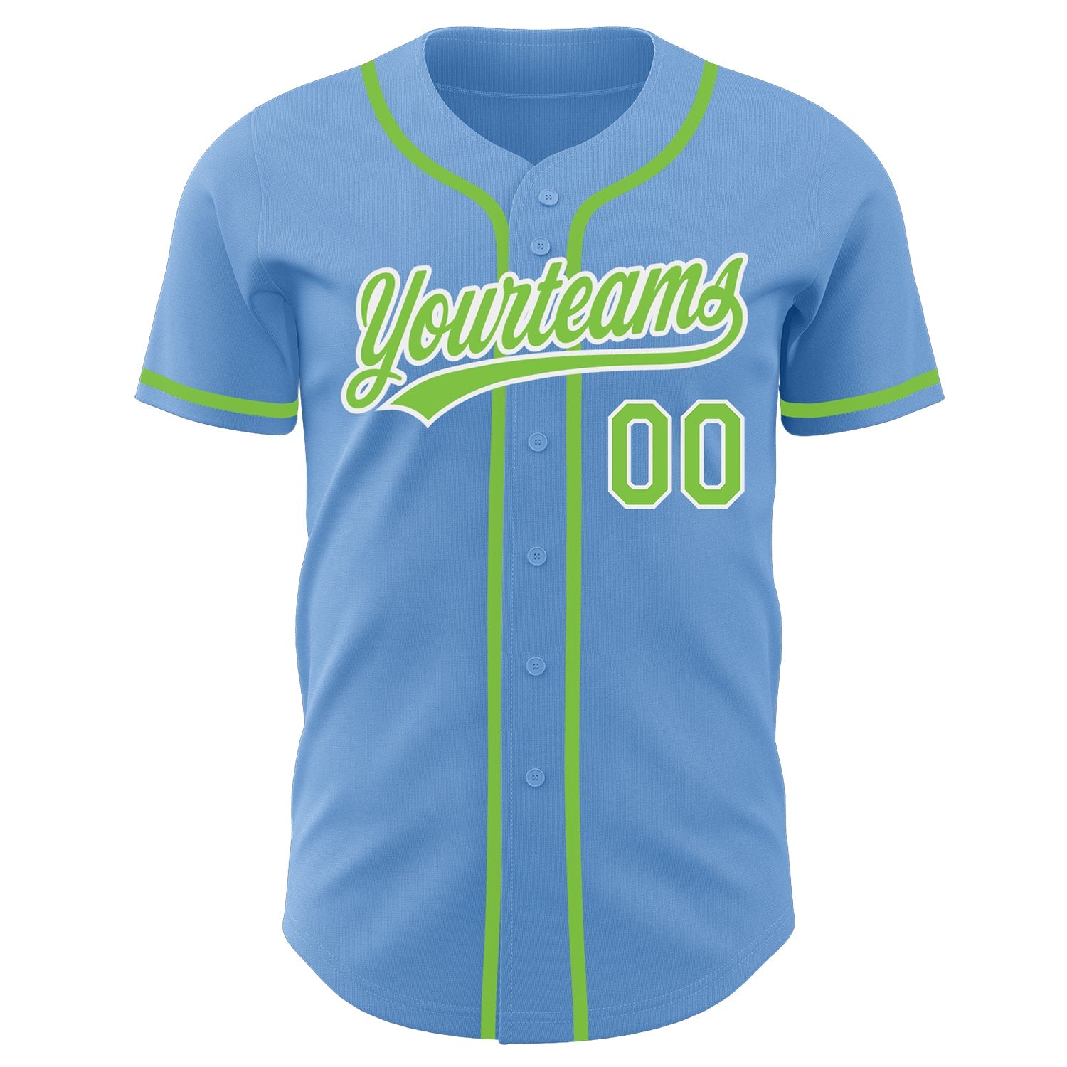 Custom Light Blue Neon Green-White Authentic Baseball Jersey - Sky-Custom
