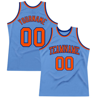 Custom Light Blue Orange-Royal Authentic Throwback Basketball Jersey - Sky-Custom