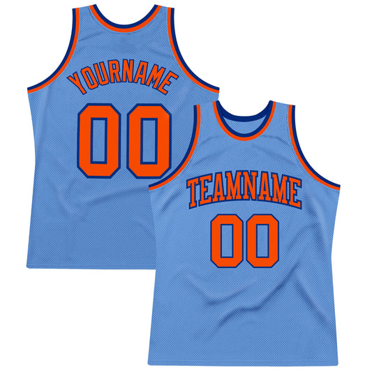 Custom Light Blue Orange-Royal Authentic Throwback Basketball Jersey - Sky-Custom