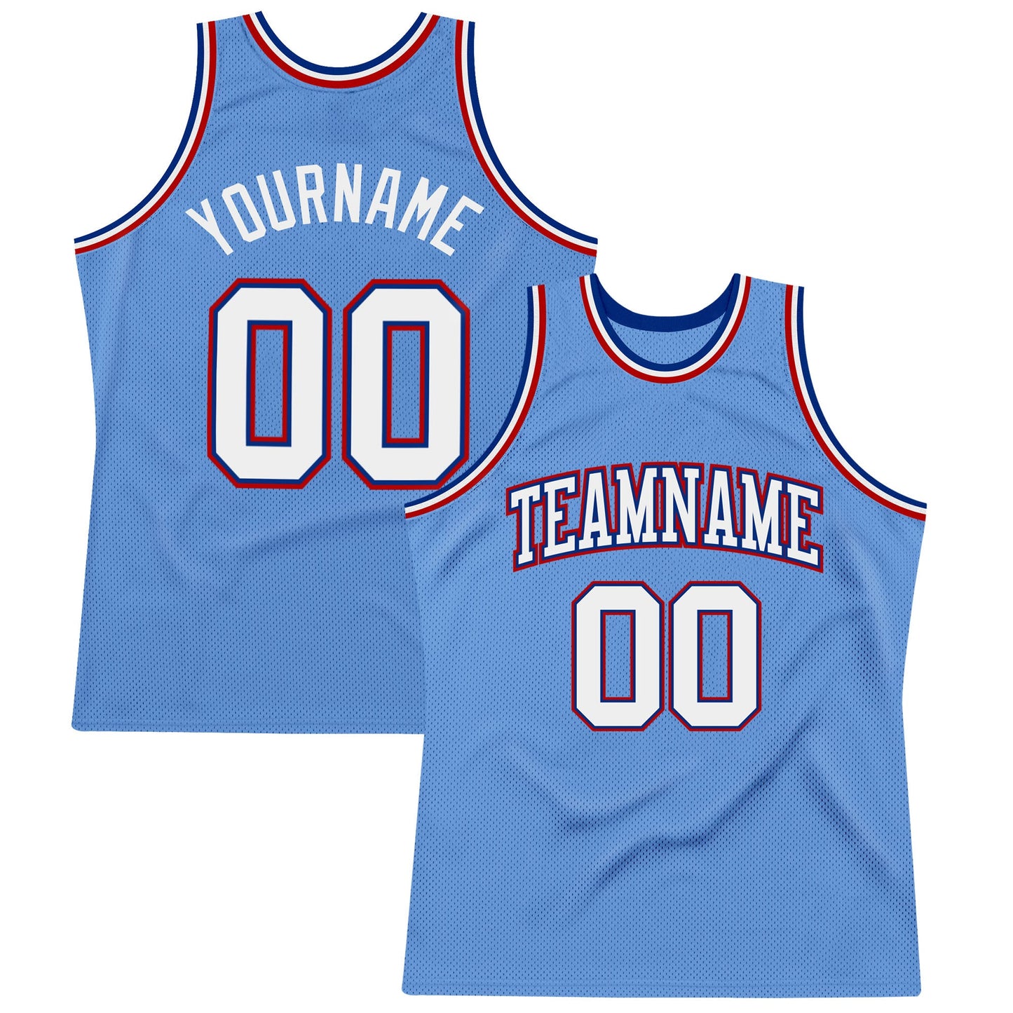 Custom Light Blue White Royal-Red Authentic Throwback Basketball Jersey - Sky-Custom