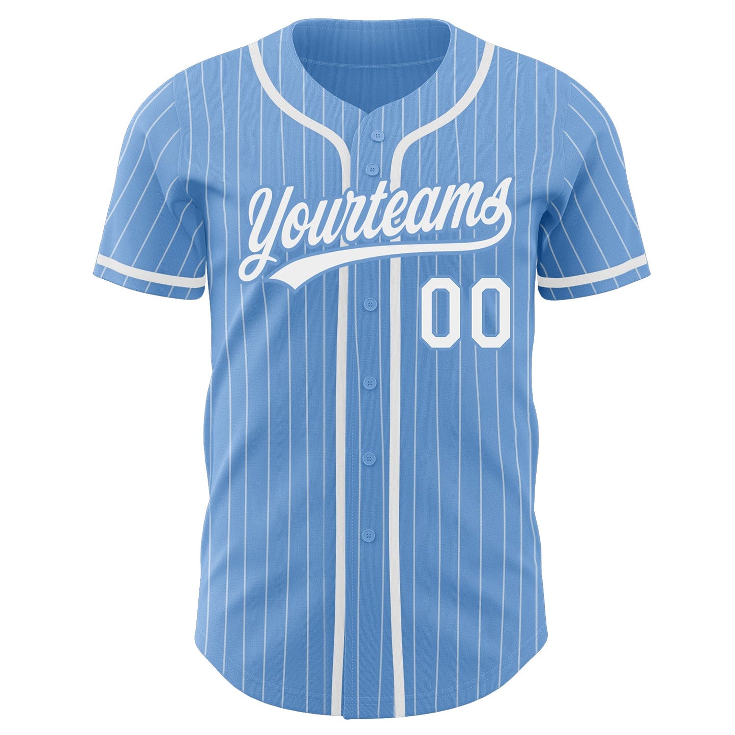 Custom Light Blue White Pinstripe White Authentic Baseball Jersey - Sky-Custom
