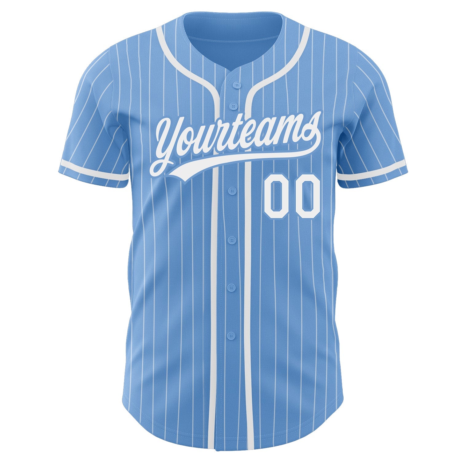 Custom Light Blue White Pinstripe White Authentic Baseball Jersey - Sky-Custom
