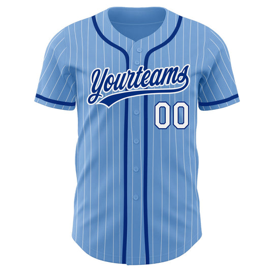 Custom Light Blue White Pinstripe Royal Authentic Baseball Jersey - Sky-Custom