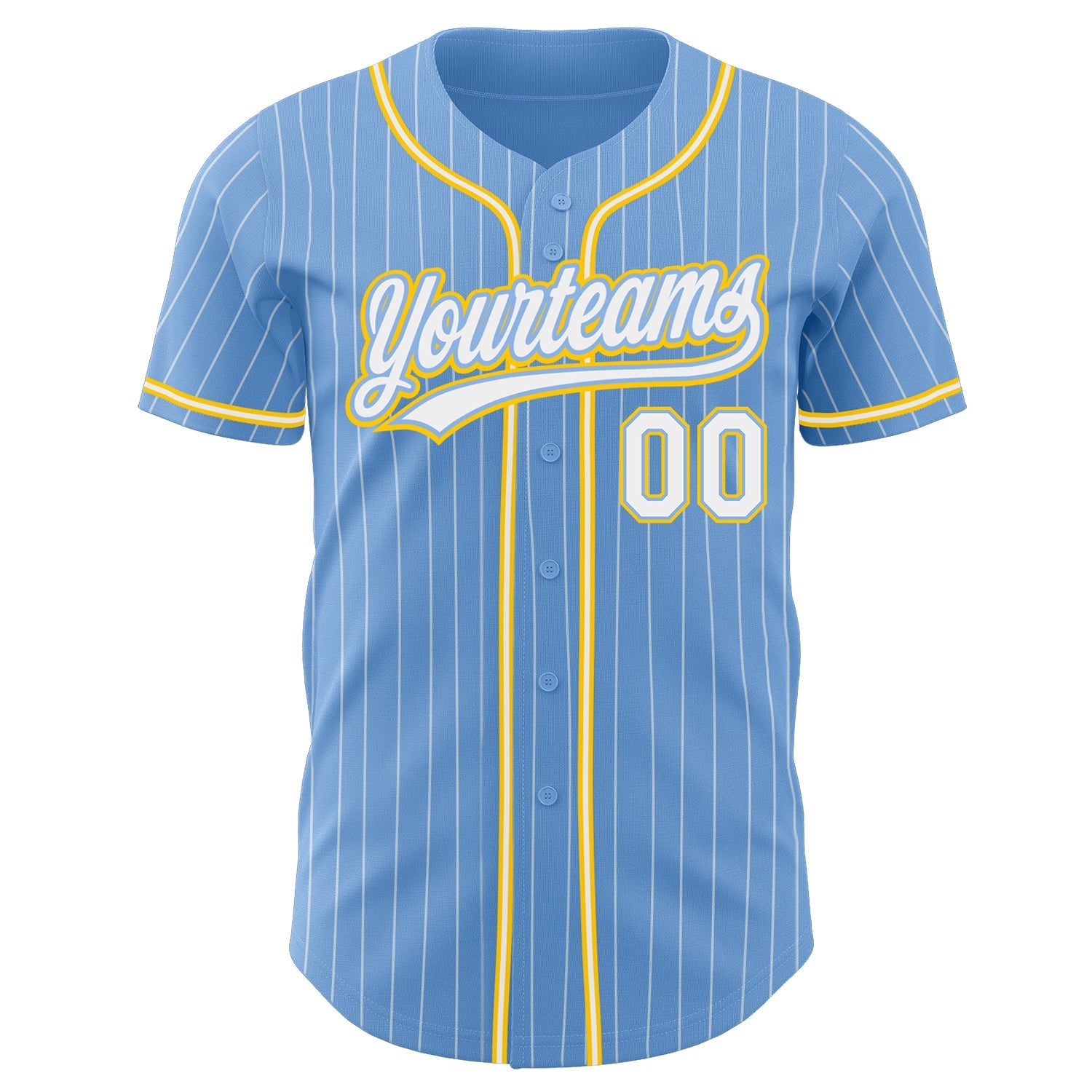 Custom Light Blue White Pinstripe White-Gold Authentic Baseball Jersey - Sky-Custom