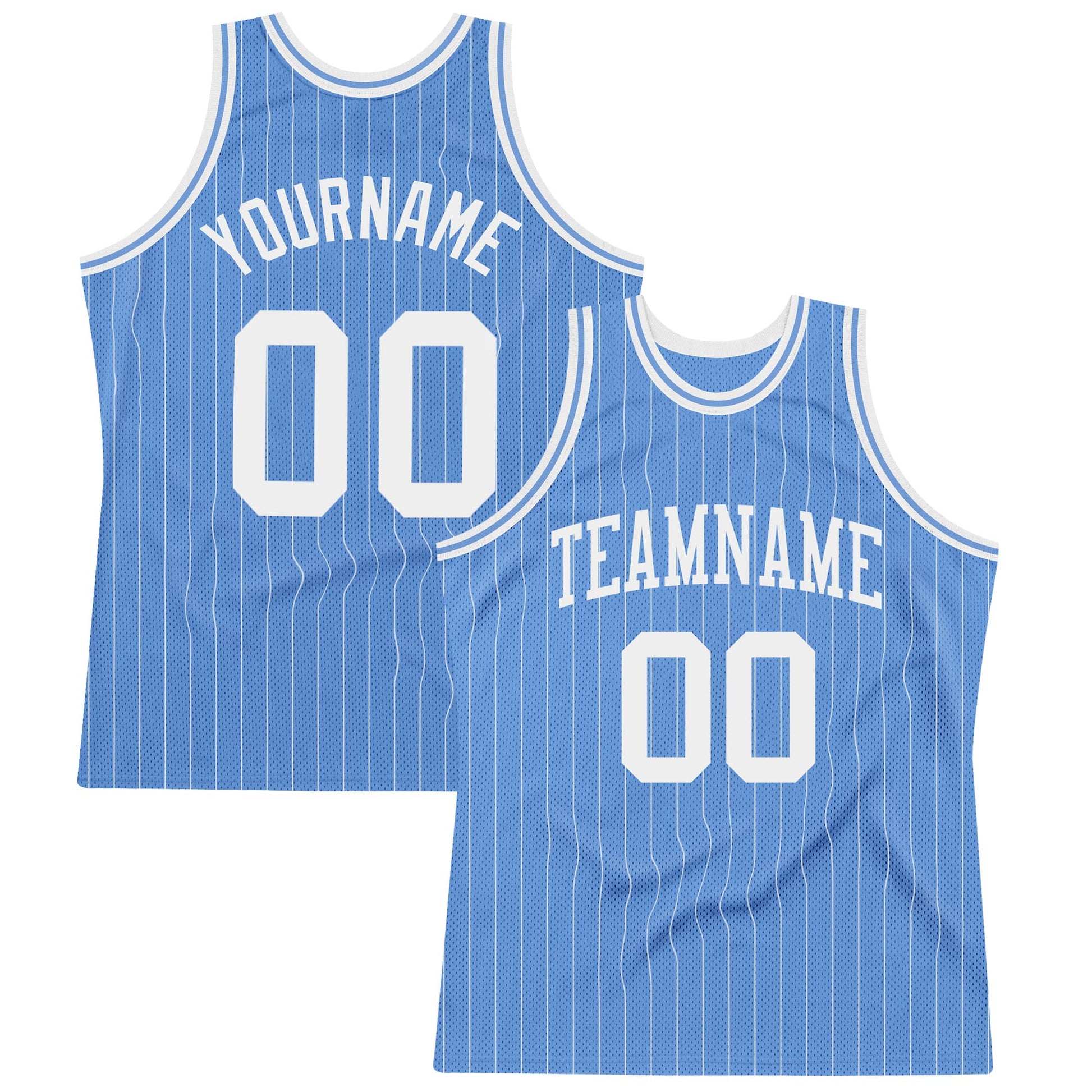 Custom Light Blue White Pinstripe White Authentic Basketball Jersey - Sky-Custom