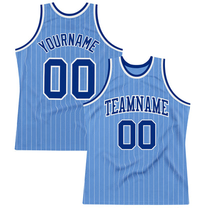Custom Light Blue White Pinstripe Royal Authentic Basketball Jersey - Sky-Custom