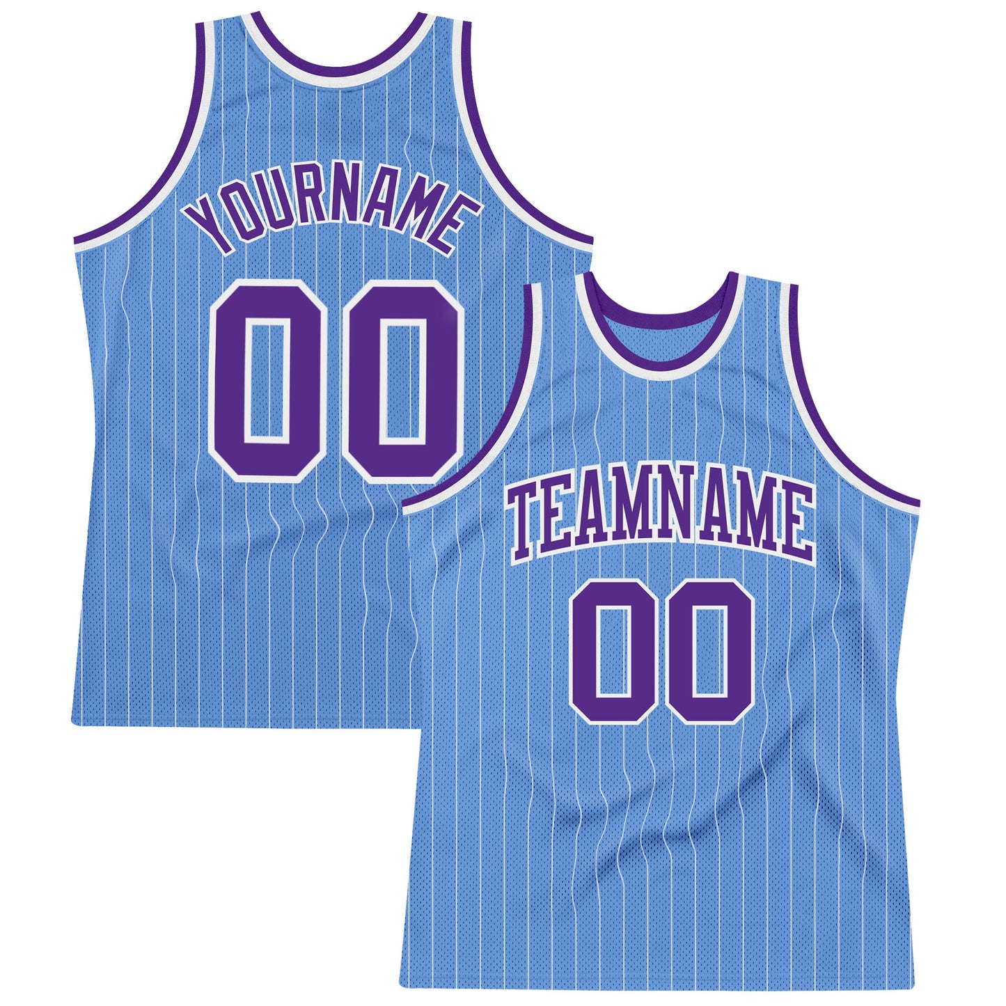 Custom Light Blue White Pinstripe Purple Authentic Basketball Jersey - Sky-Custom