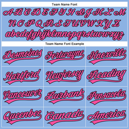 Custom Light Blue Pink Pinstripe Black Authentic Baseball Jersey - Sky-Custom