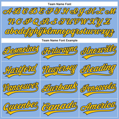 Custom Light Blue Yellow Pinstripe Navy Authentic Baseball Jersey - Sky-Custom