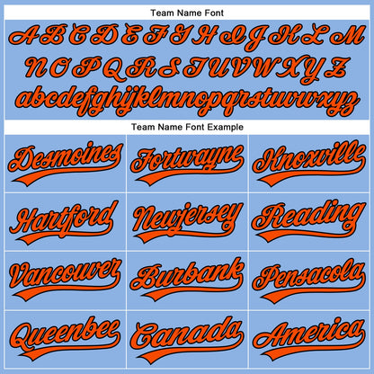 Custom Light Blue Orange Pinstripe Black Authentic Baseball Jersey - Sky-Custom
