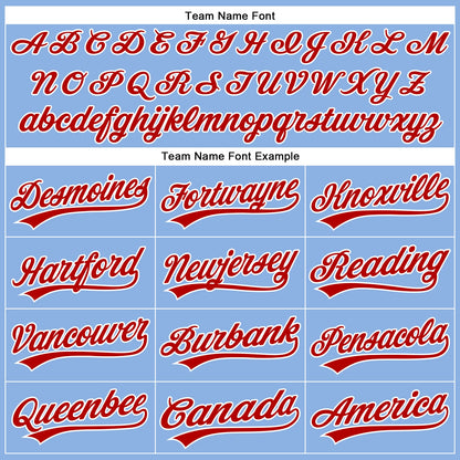 Custom Light Blue White Pinstripe Red Authentic Baseball Jersey - Sky-Custom