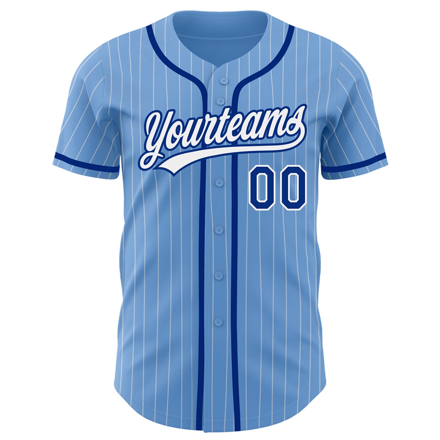 Custom Light Blue White Pinstripe Royal Authentic Baseball Jersey - Sky-Custom