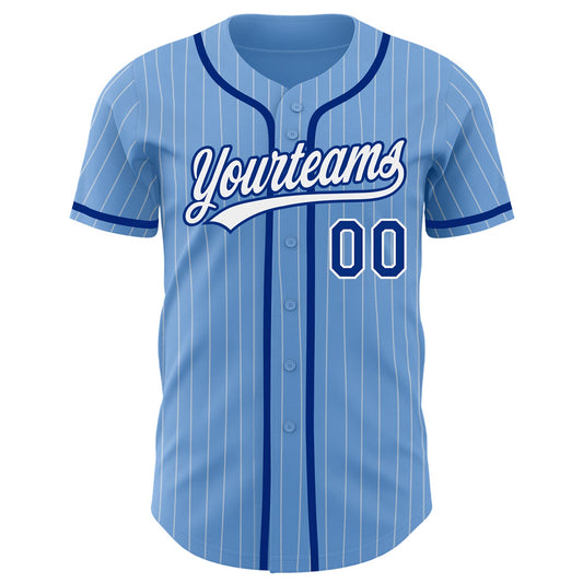 Custom Light Blue White Pinstripe Royal Authentic Baseball Jersey - Sky-Custom