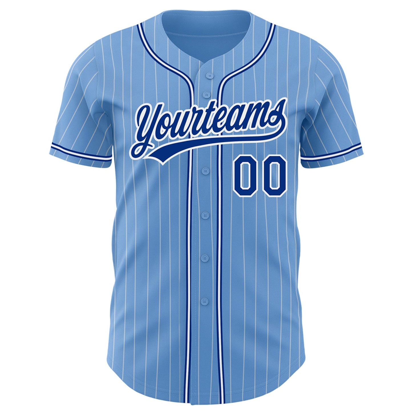 Custom Light Blue White Pinstripe Royal Authentic Baseball Jersey - Sky-Custom