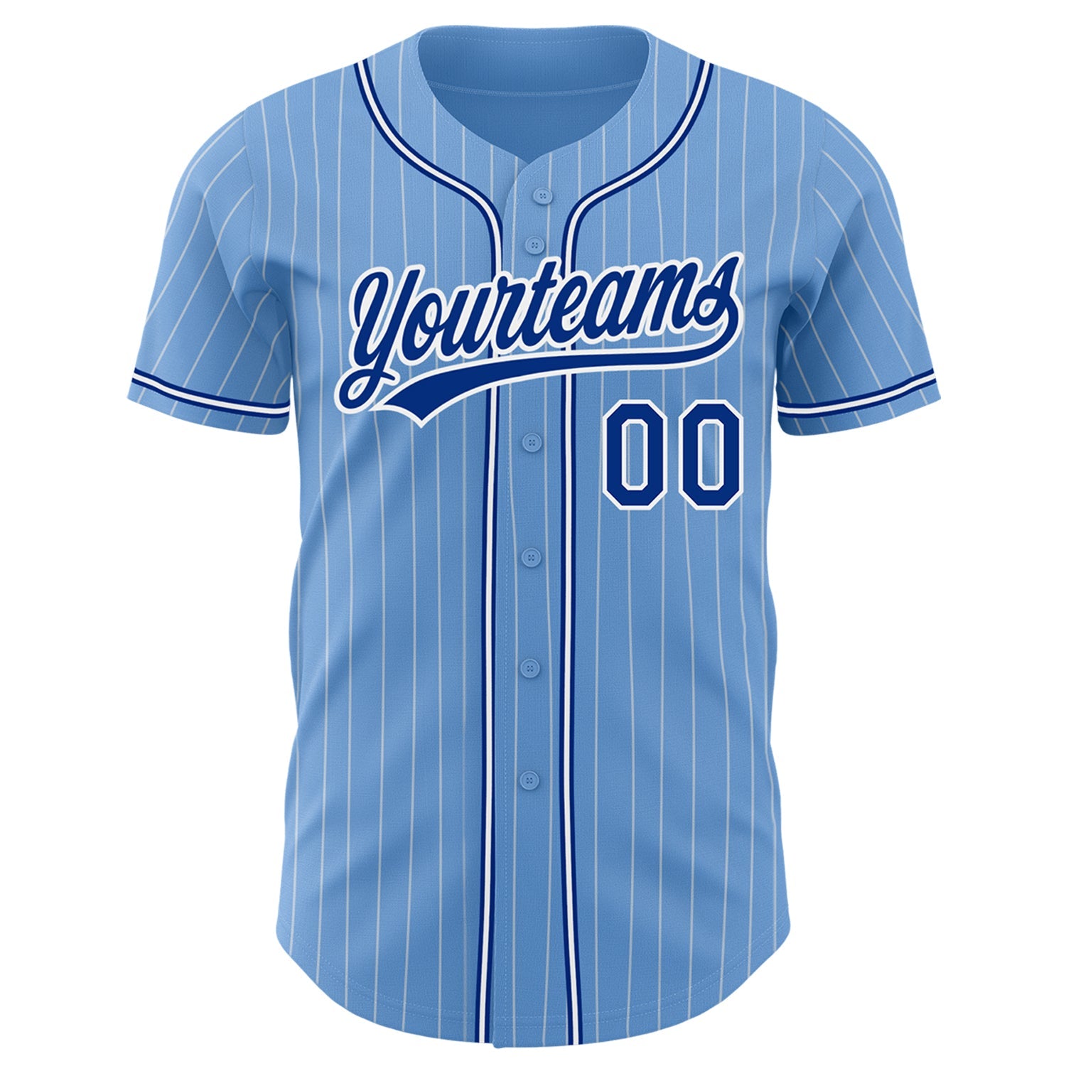 Custom Light Blue White Pinstripe Royal Authentic Baseball Jersey - Sky-Custom